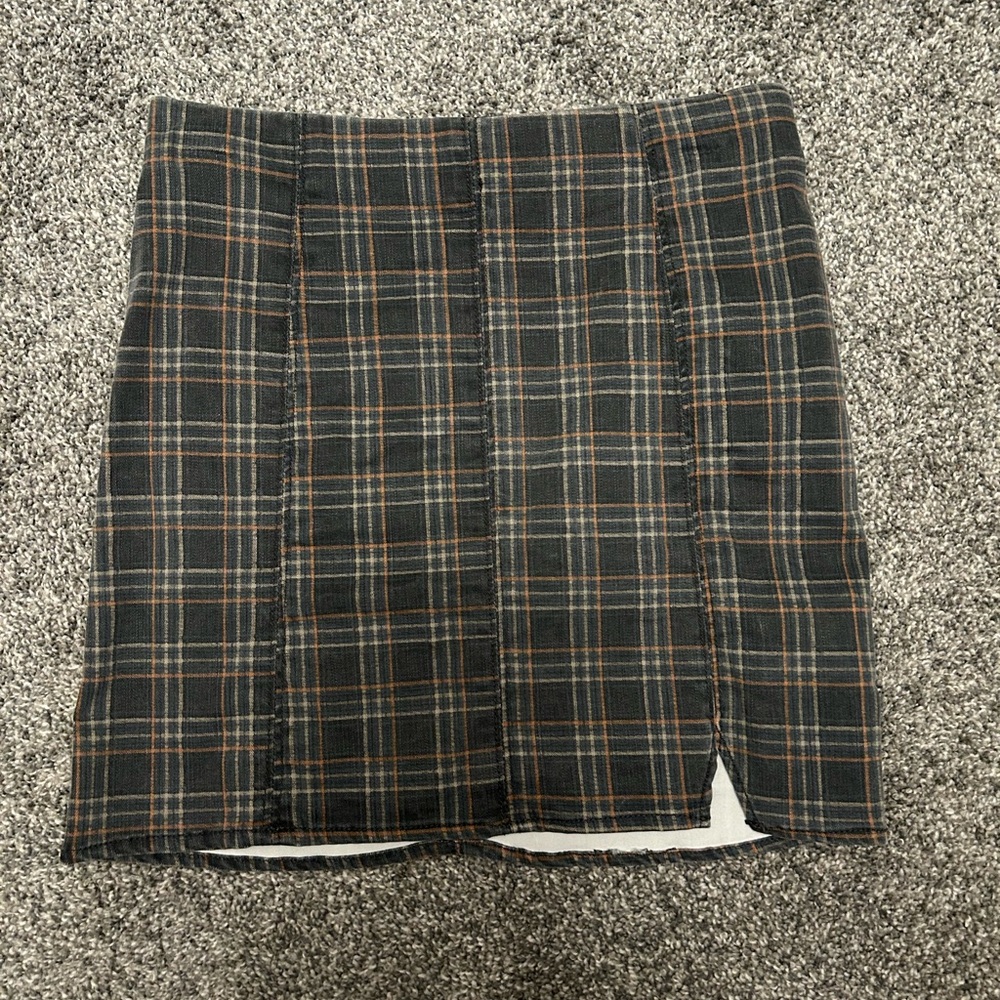Plaid Women's Skirt - Black and Brown
